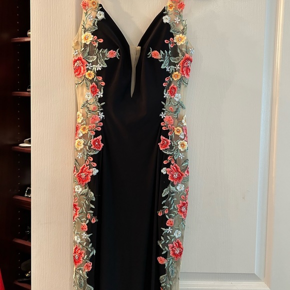 Jovani Side Sheer Flower Black Gown - Picture 5 of 5